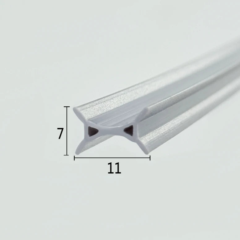 ROT08 dark grey folding shower door bumper seal with compact 11mm by 7mm profile