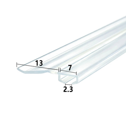 ROT10 folding shower door side insert seal with 7mm track profile, 2.3mm slot opening and 13mm side projection