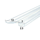 ROT10 folding shower door side insert seal with 7mm track profile, 2.3mm slot opening and 13mm side projection