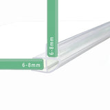 RY0307 shower screen corner seal fitted between two 6-8mm fixed glass panels at 90 degrees