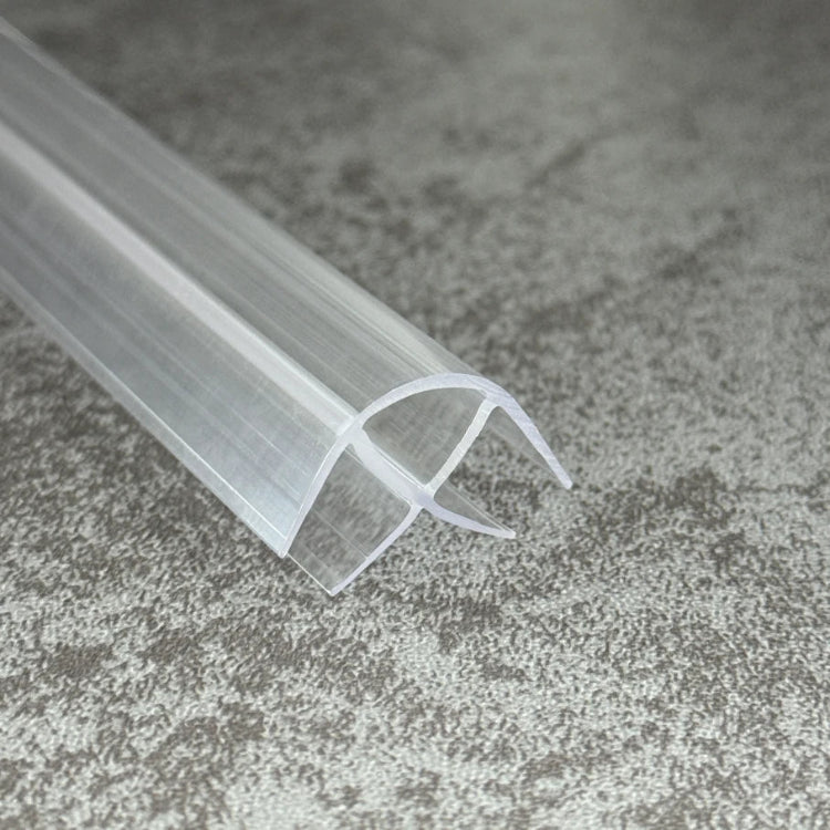 Close-up of the RY0307 rigid shower screen corner seal for 6-8mm fixed glass