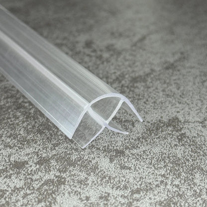 Close-up of the RY0307 rigid shower screen corner seal for 6-8mm fixed glass