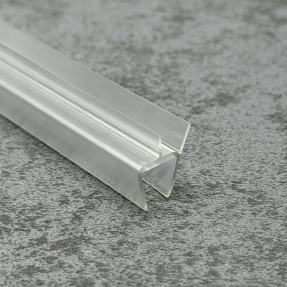 Close-up of the clear PVC RY0483 low-clearance shower door bottom seal for small gaps