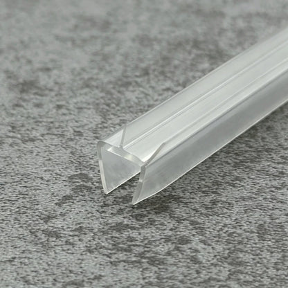 RY0483 glass shower door bottom seal with angled wet-side water guide for 6–8mm glass