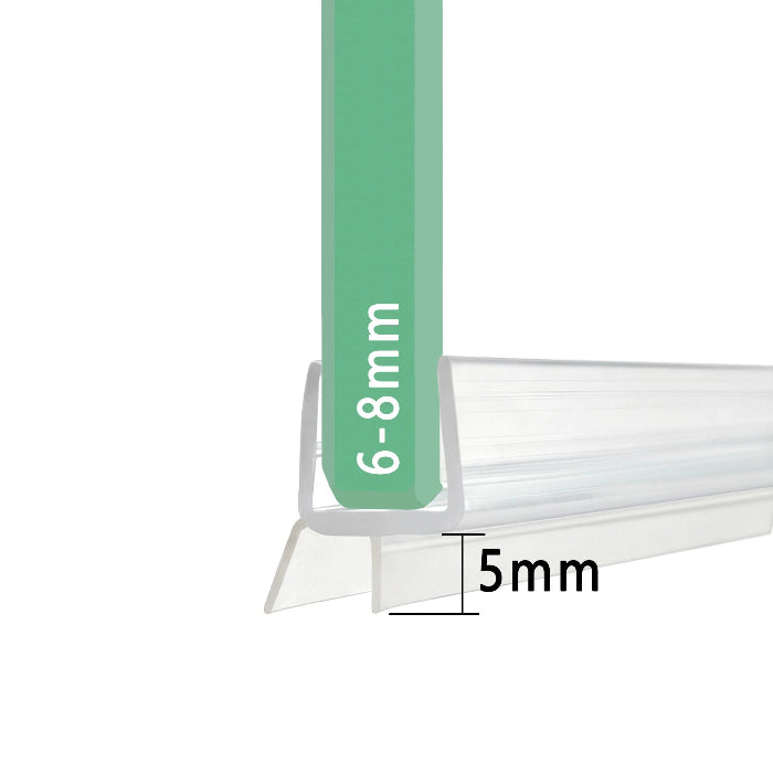 RY0483 shower door bottom seal for 6–8mm glass with 5mm low-clearance sealing fin