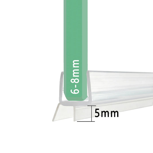 RY0483 shower door bottom seal for 6–8mm glass with 5mm low-clearance sealing fin