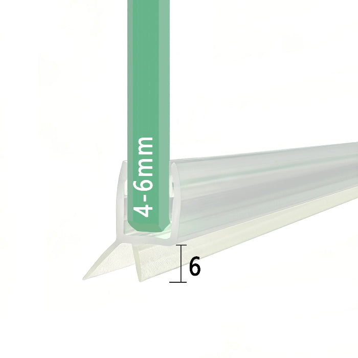 RY0517 4-6mm glass shower door bottom seal with 6mm fin dimensions