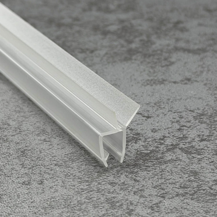 RY0517 shower door bottom seal showing lower soft sealing fin and side guide fin