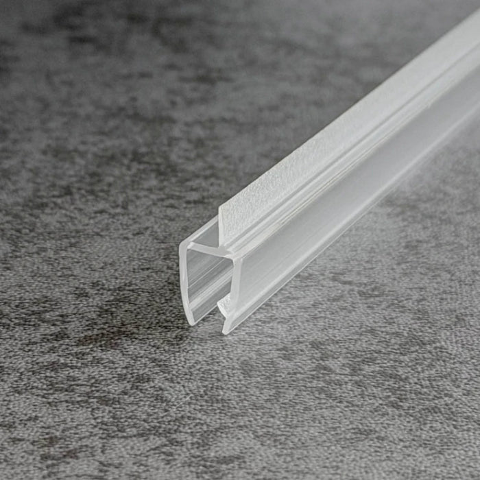 RY0517 clear shower door bottom seal profile showing side water-guiding fin