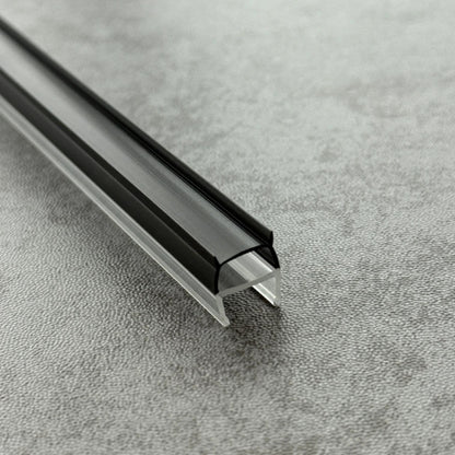 Close-up of the RY3537 vertical shower seal showing the rigid glass channel and flexible black cushion