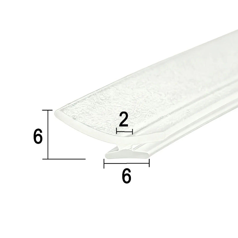 RY5943 clear T-slot seal for framed shower doors with 6mm retaining base and flexible fin