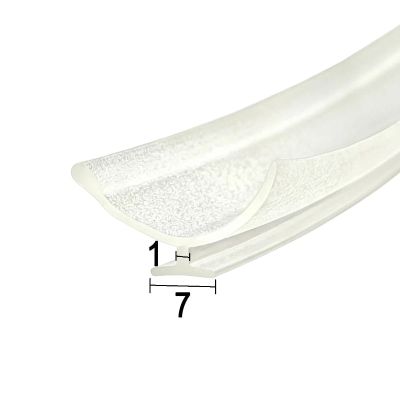 RY6306 clear T-slot seal for framed shower doors with 7mm retaining base and flexible fin