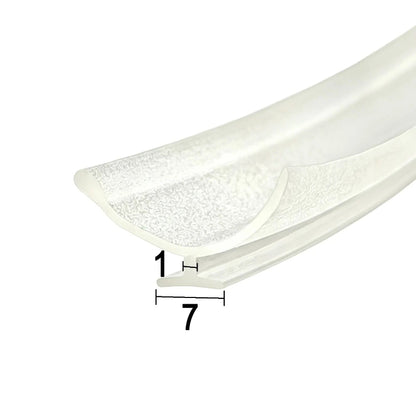 RY6306 clear T-slot seal for framed shower doors with 7mm retaining base and flexible fin