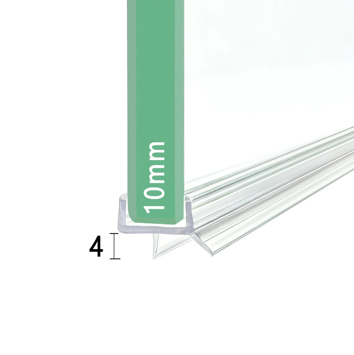 RY6672 10mm glass shower door bottom seal with 4mm lower fin dimensions