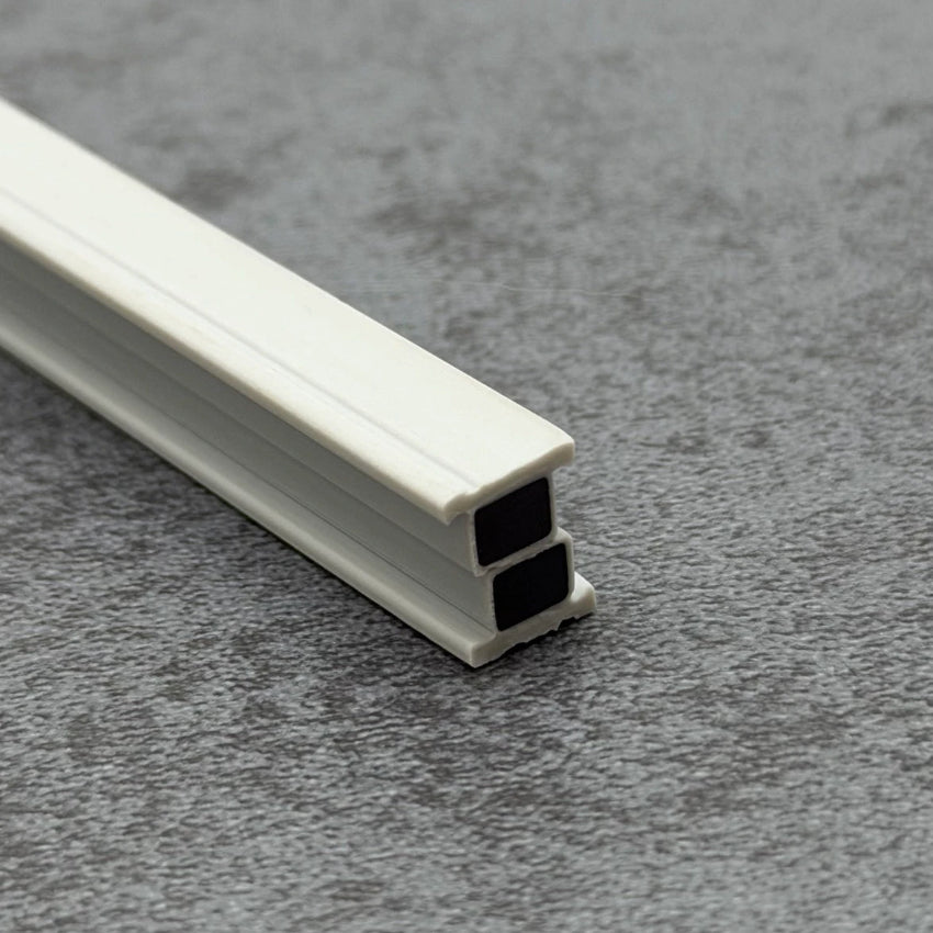 Angled view of the RY7474 channel-mounted magnetic seal for compatible sauna and sliding shower doors