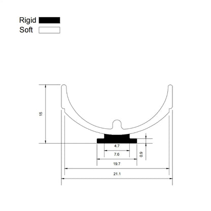 RY7746 framed shower door track seal dimensions showing 8mm retaining base and 11mm overall height