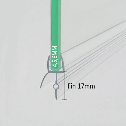 Shower door bottom seal for 4mm, 5mm and 6mm glass with 17mm sealing fin