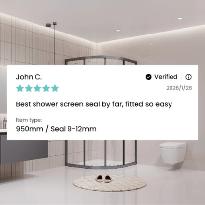 Curved Shower Seal for 4-6mm Glass Fin 16mm V456S16CU