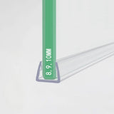 UH810 U-shape shower screen edge protector securely fitted on 8-10mm thick glass, demonstrating a tight no-gap seal for enhanced safety in modern UK bathrooms.