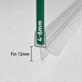V456S12 shower door bottom seal for 4–6mm glass with 12mm flexible fin