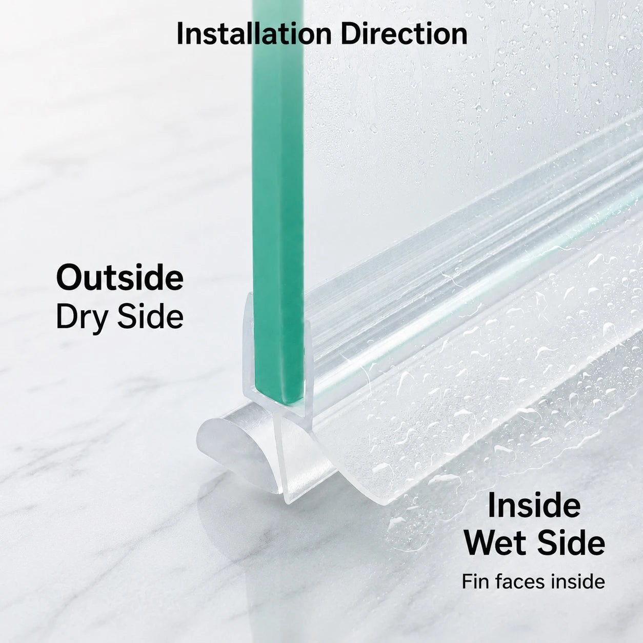 4–6mm Glass Shower Door Bottom Seal – 16mm Fin V456S16