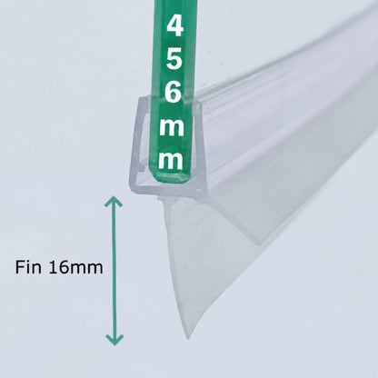 V456S16 shower door bottom seal for 4-6mm glass with 16mm flexible fin