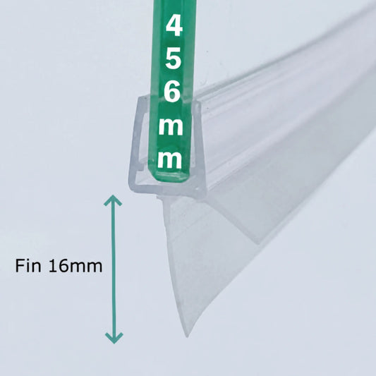 V456S16 shower door bottom seal for 4-6mm glass with 16mm flexible fin