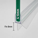 V456S8 shower door bottom seal for 4–6mm glass with 8mm flexible fin
