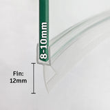 V810S12CU pre-curved shower door bottom seal for 8–10mm glass with 12mm flexible fin
