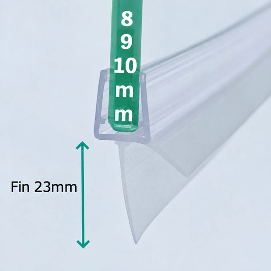 V810S2023 shower door bottom seal for 8–10mm glass with a 23mm flexible fin