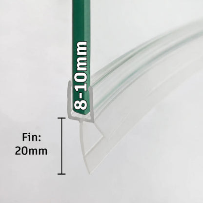 V810S20CU curved shower door bottom seal for 8–10mm glass with 20mm flexible fin