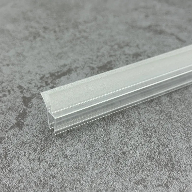 Close-up of V810S8 clear shower door bottom seal for 8-10mm glass with soft 8mm sealing fin