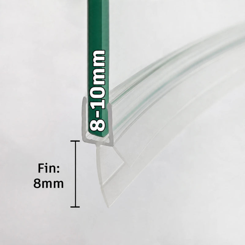 V810S8CU curved shower screen bottom seal for 8–10mm glass with 8mm flexible fin