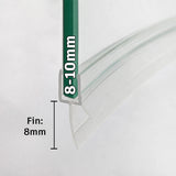 V810S8CU curved shower screen bottom seal for 8–10mm glass with 8mm flexible fin
