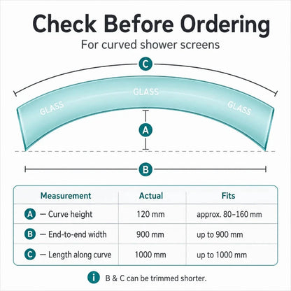 V810S8CU curved shower screen seal guide for checking glass curve before ordering