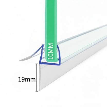 VC10 shower door bottom seal for 10mm glass with 19mm flexible bottom fin
