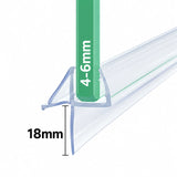 VC456 shower door bottom seal fitted to 4-6mm glass for an approximate 18mm fin
