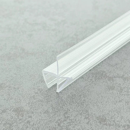 Angled view of the VC456 clear shower door bottom seal for 4-6mm frameless glass