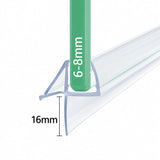 VC8 shower door bottom seal for 6-8mm glass with 16mm offset fin