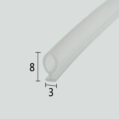 VD001 clear bubble track seal for framed shower doors with 3mm retaining base and 8mm profile height