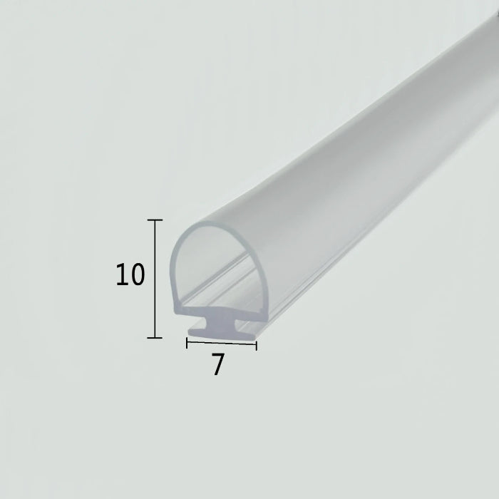 VD002 clear bubble track seal for framed shower doors with 7mm retaining base and 10mm profile height