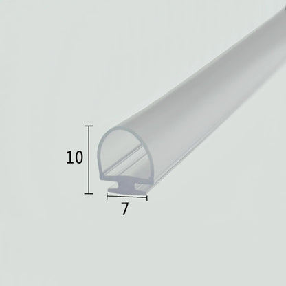 VD002 clear bubble track seal for framed shower doors with 7mm retaining base and 10mm profile height