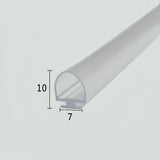 VD002 clear bubble track seal for framed shower doors with 7mm retaining base and 10mm profile height