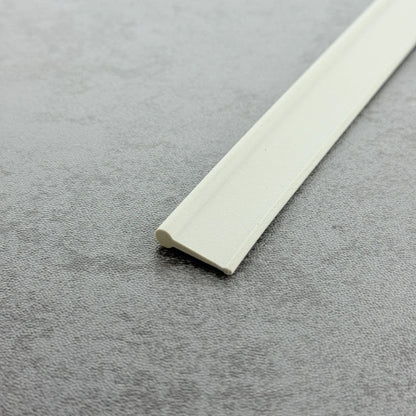 Angled view of the VF005 white flexible bottom seal for framed and folding shower doors