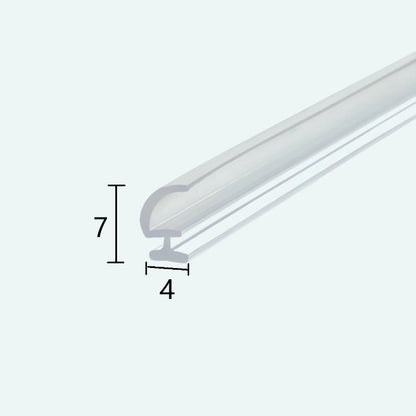 Cross-section of VG005 hook-shape shower seal with 4mm insertion bead and 7mm height