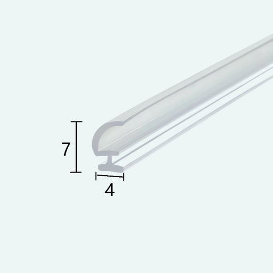 Cross-section of VG005 hook-shape shower seal with 4mm insertion bead and 7mm height