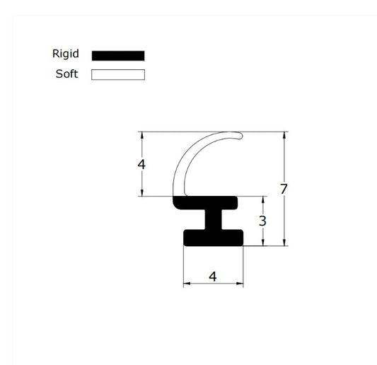 Technical diagram of VG005 showing 4mm bead width and 7mm total profile height
