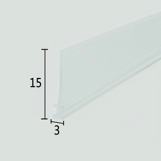 VI004 bi-fold framed shower door seal with approximately 3mm slim T-slot and 15mm flexible fin