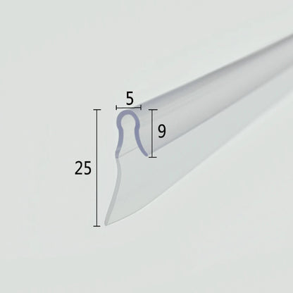 VL001 framed shower door hook-in seal with 5mm fixing profile and 25mm flexible fin