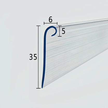 VL002 folding shower door insert seal with 6mm retaining profile and 35mm flexible fin